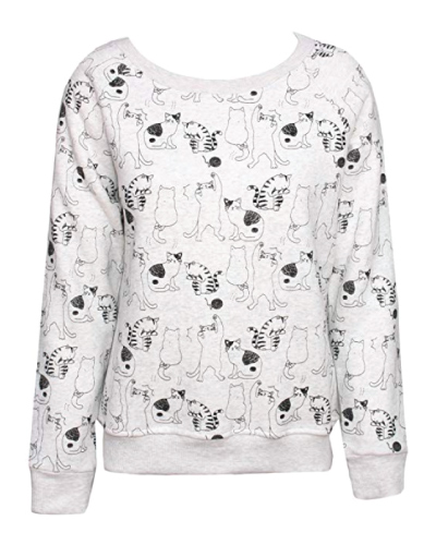 Sidecca Cat Pattern Pullover SweatshirtÂ 