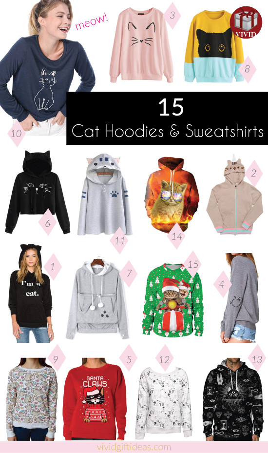 hoodies and sweatshirts with cat design