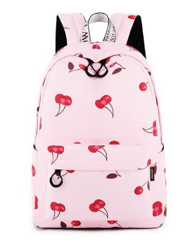 Cherry Backpack Pink School College Teen Girls Teenagers