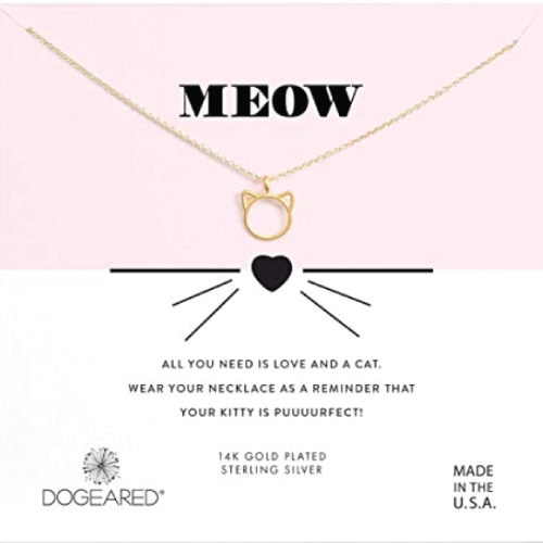 Dogeared Women's Meow, Cat Head Necklace
