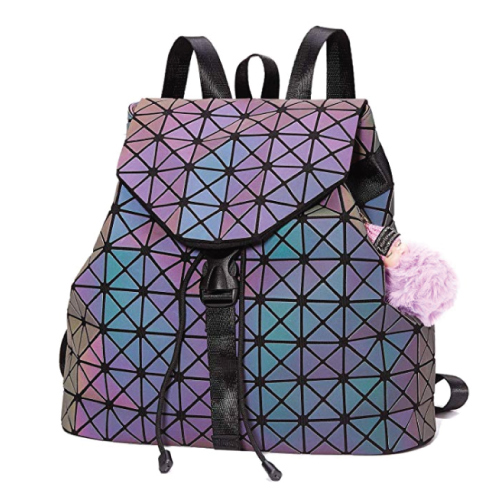Cool Harlermoon Geometric Holographic Reflective School Bags Backpacks