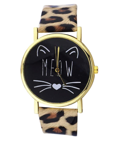 Lux Accessories Meow Cat Face Watch