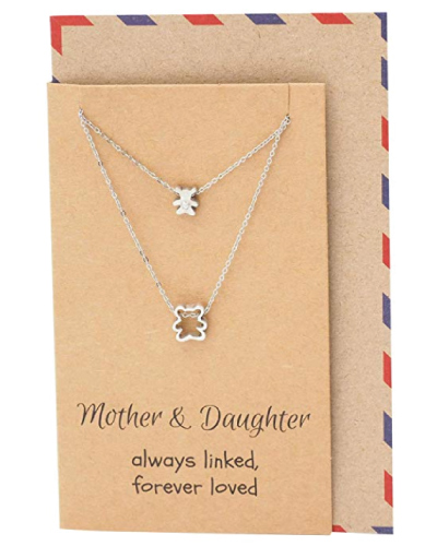 Sentimental Daughter & Mama Bear Pendant Necklace