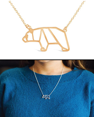 Origami Gold Mama Bear Necklace