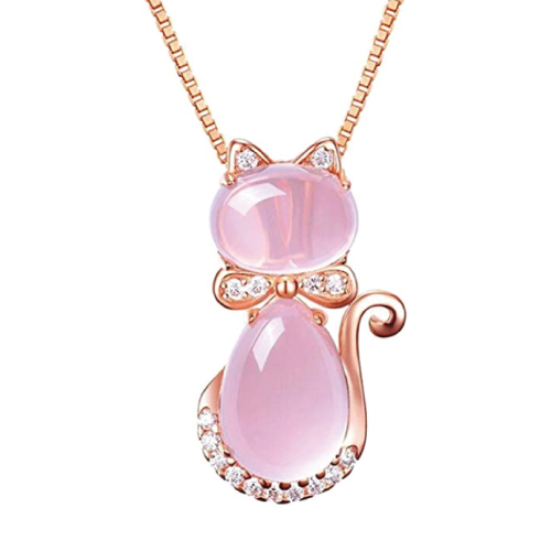 Cute Kitty Adorned Crystals Pendant Necklace