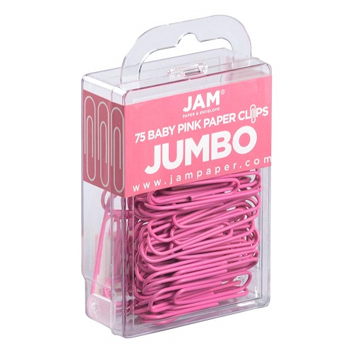 JAM PAPER Pink Jumbo Paper Clips Pink Back to School Supplies