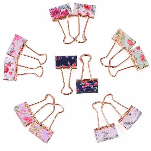 Small Floral Binder Clips
