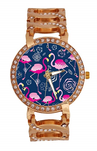 Rose Gold Flamingo Wrist Watch