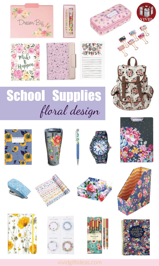 Floral School Supplies and Desk Accessories 
