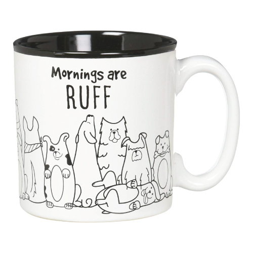 Funny Work Mugs: Mornings are Ruff Dog Lovers Coffee Mug for Work
