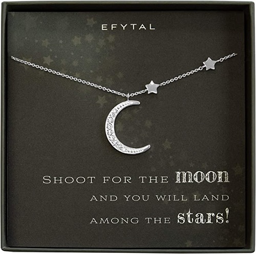 Crescent Moon and Stars Necklace