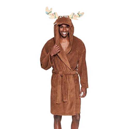 Christmas Gift Ideas | Holiday Moose Hooded Plush Robe | Gifts for Boyfriend