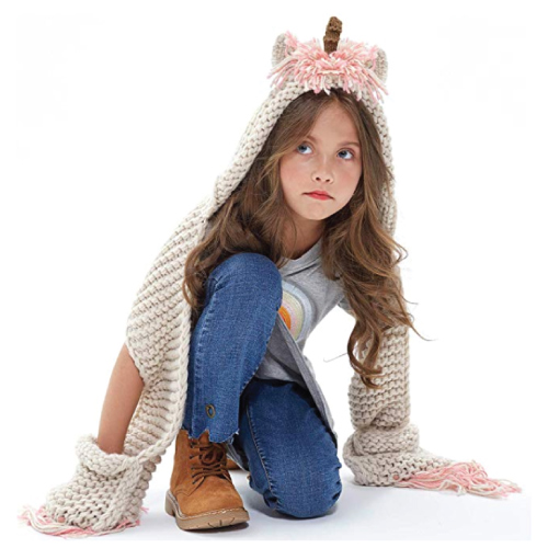 Unicorn Winter Hat with Scarf | Stocking Stuffers for Tweens