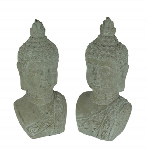 Grey Stone Cement Buddha Statue Bookends