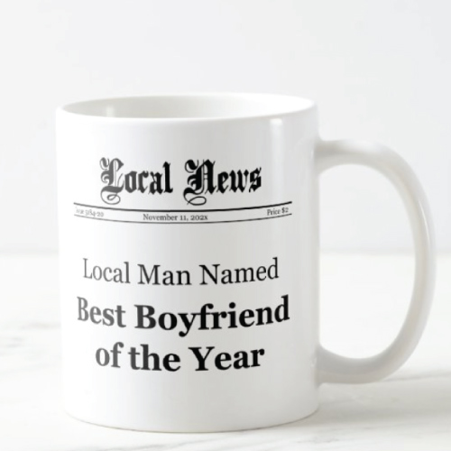 Best Boyfriend Of The Year Newspaper Front Mug