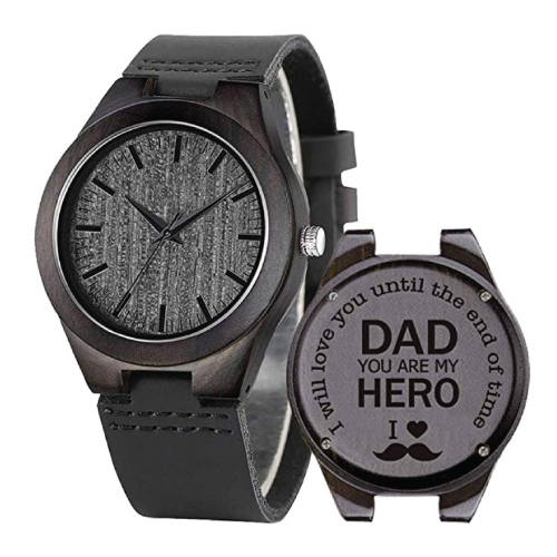 Dad, My Hero Engraved Wooden Watch