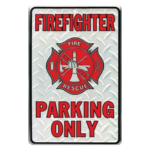 Firefighter Parking Only Metal Parking Sign