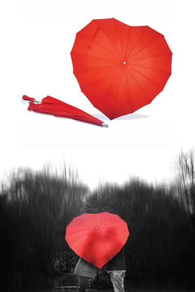Forever Love Red Heart-Shaped Umbrella