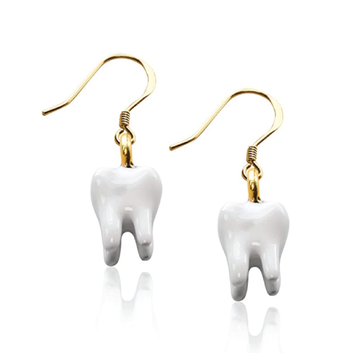 White Tooth Charm Earrings