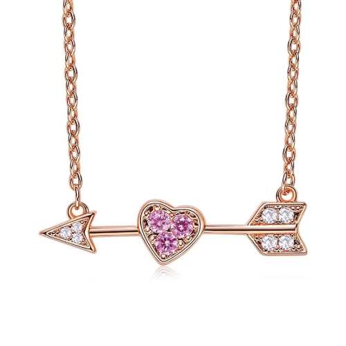 Pink Arrow Heart Pendant Necklace