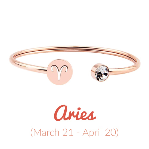 Rose Gold Aries Zodiac Sign Cuff Bracelet