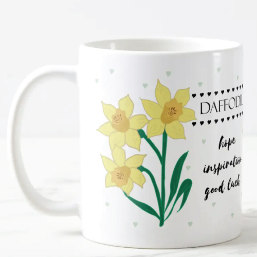 March Birth Flower Mug with Flower Meanings