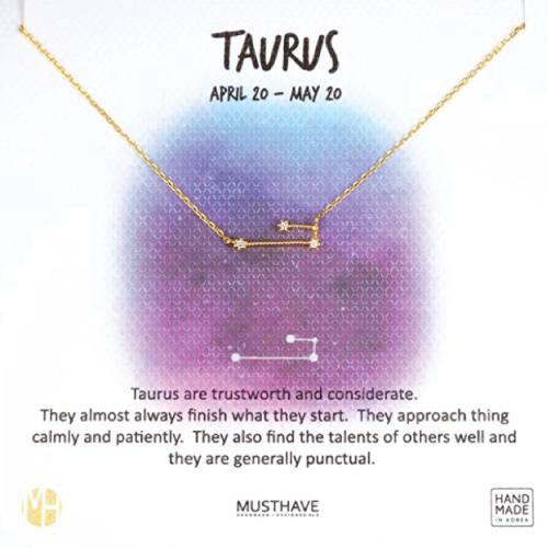 April Zodiac Taurus Necklace