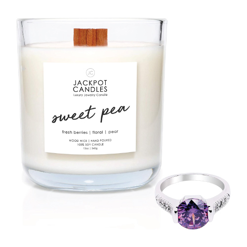 Jackpot Candles Sweet Pea Candle with Ring Inside