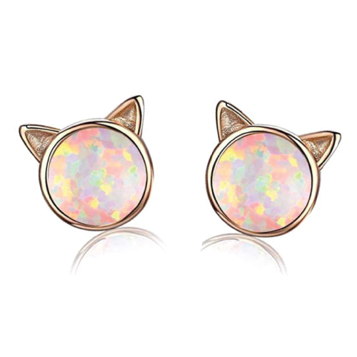 Cat Opal Stud Earrings