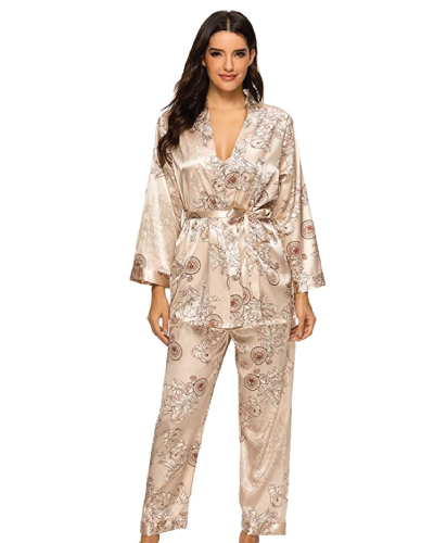 Escalier Women's Silk Satin Pajamas Set 