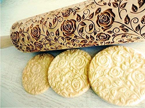 Damascus Roses Embossed Rolling Pin