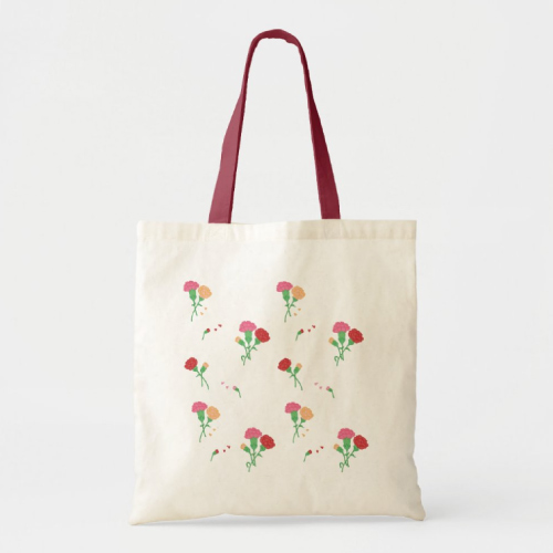 Carnation Floral Pattern Tote Bag