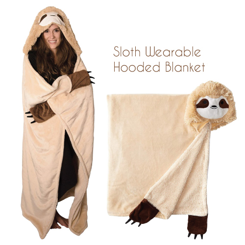 Slothy Sloth Wearable Hooded Blanket