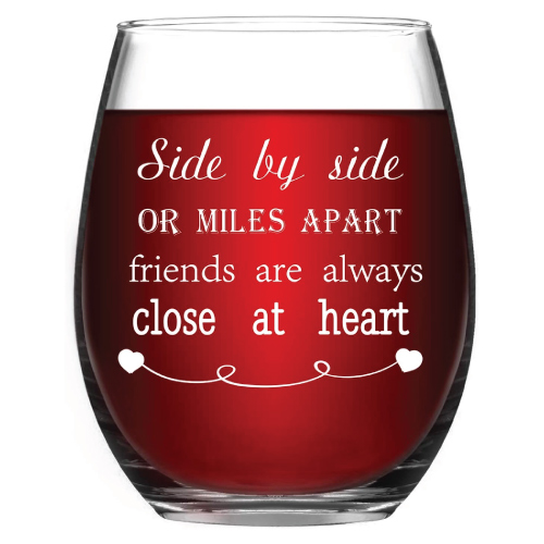 Miles Apart Friends Wine Glass