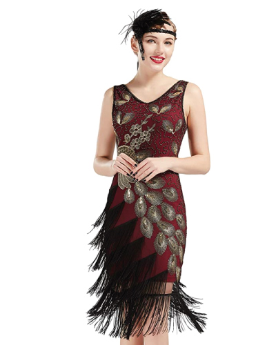 Vintage Peacock Gatsby Dress