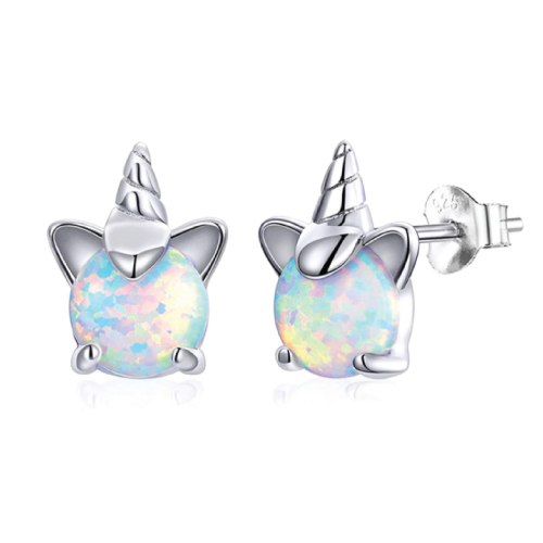 Opal Unicorn Stud Earrings