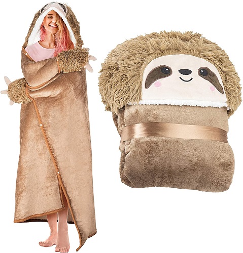 Sloth Wearable Hooded Blanket for Adults