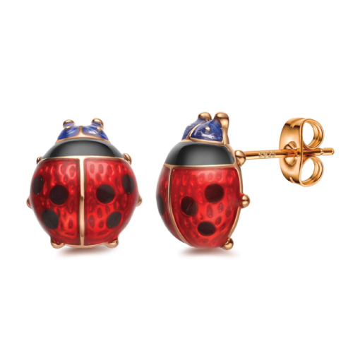 Red Ladybug Stud Earrings
