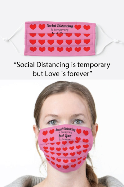 Love is Forever Heart Pattern Adult Cloth Face Mask