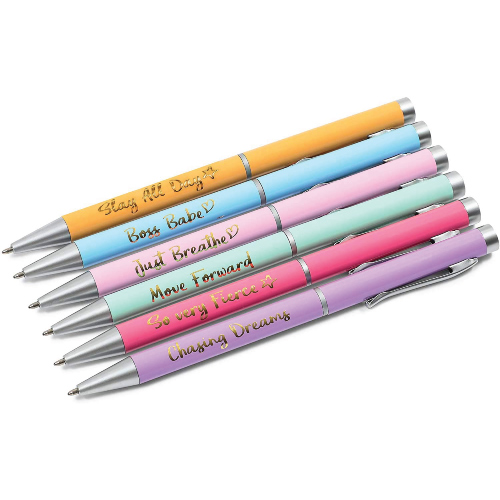 Colorful Ballpoint Pen Gift Set with Motivational Quotes