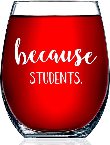 Because Students Funny Wine Glass
