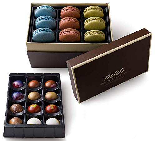 Gourmet Chocolate Bonbons and French Macarons Gift Set
