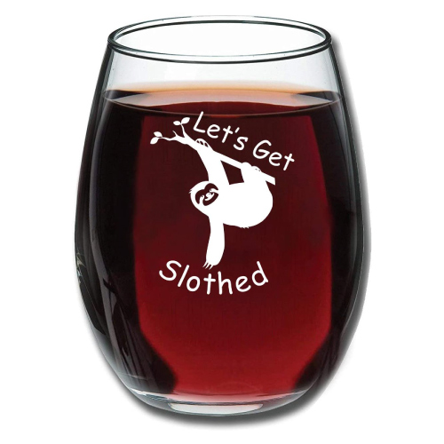 Let's Get Slothed Wine Glass