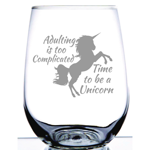 Unicorn Stemless Wine Glass
