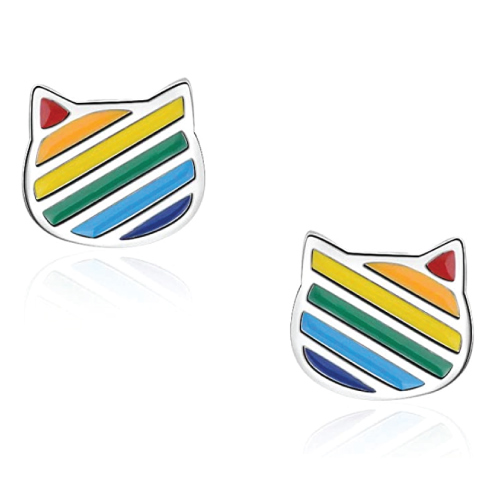 rainbow cat earrings