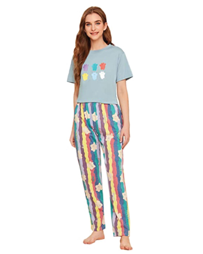 rainbow style pajama set for women