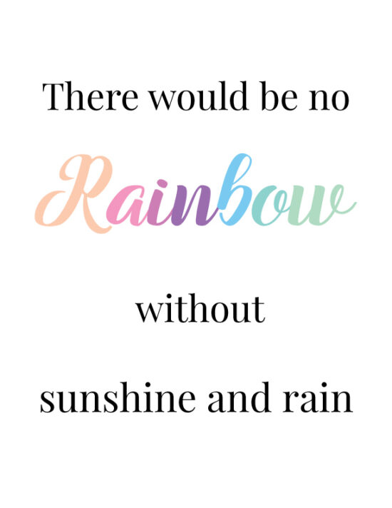 There would be no rainbows without sunshine and rain