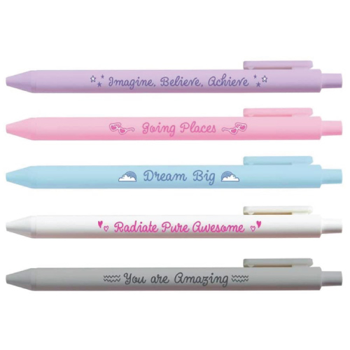 Cheersville Pack of 5 Soft Touch Colorful Pastel Pens