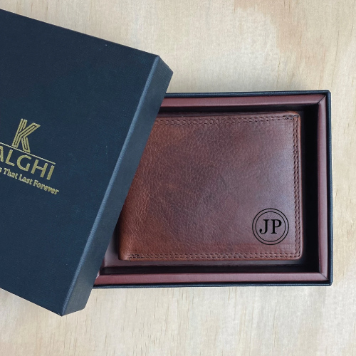 Personalised Men Brown Leather Wallet