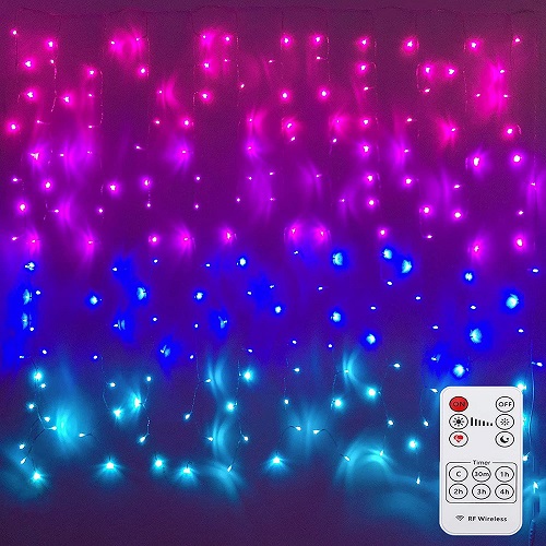 Pink Purple & Blue Ombre LED Curtain Lights